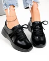 Pantofi casual dama piele naturala negri cu inchidere sireturi T-8077 3