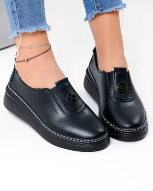 Pantofi Casual - Pantofi casual dama piele naturala negri cu inchidere slip-on JY6709