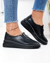 Pantofi casual dama piele naturala negri cu inchidere slip-on JY6709 2