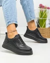 Pantofi casual dama piele naturala negri cu inchidere slip-on si insertie elastica F002-293 2