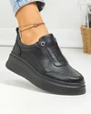 Pantofi casual dama piele naturala negri cu inchidere slip-on si insertie elastica F002-293 3