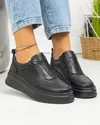 Pantofi casual dama piele naturala negri cu inchidere slip-on si insertie elastica F002-293 4