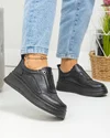 Pantofi casual dama piele naturala negri cu inchidere slip-on si insertie elastica F002-293 5