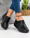 Pantofi casual dama piele naturala negri cu inchidere slip-on si perforatii T-3099 2