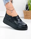 Pantofi casual dama piele naturala negri cu inchidere slip-on T-2801 1