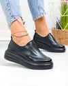 Pantofi casual dama piele naturala negri cu inchidere slip-on T6060 2