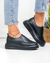 Pantofi casual dama piele naturala negri cu inchidere slip-on T6060 1