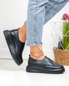 Pantofi casual dama piele naturala negri cu inchidere slip-on T6060 6