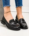 Pantofi casual dama piele naturala negri cu inchidere slip-on TN6417 1