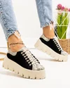 Pantofi casual dama piele naturala negri cu print ziar POL277 3