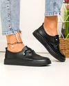 Pantofi casual dama piele naturala negri cu siret elastic T-9000 4