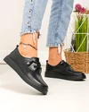 Pantofi casual dama piele naturala negri cu siret elastic T-9000 5