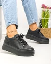 Pantofi casual dama piele naturala negri cu talpa groasa F001-777 2