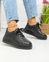 Pantofi casual dama piele naturala negri cu talpa groasa F002-291 3
