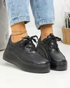 Pantofi casual dama piele naturala negri cu talpa groasa F002-291 1