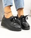 Pantofi casual dama piele naturala negri cu talpa groasa JY5096 4