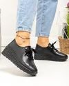 Pantofi casual dama piele naturala negri cu talpa groasa JY5096 5