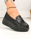 Pantofi casual dama piele naturala negri cu talpa groasa si inchidere slip-on F001-776 3