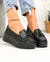 Pantofi casual dama piele naturala negri cu talpa groasa si inchidere slip-on F001-776 4