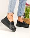 Pantofi casual dama piele naturala negri cu talpa groasa si inchidere slip-on F001-776 5