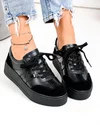 Pantofi casual dama piele naturala negri cu talpa groasa T-8076 3