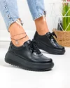 Pantofi casual dama piele naturala negri cu talpa groasa T6052 2