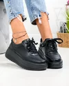 Pantofi casual dama piele naturala negri cu talpa groasa T6052 5