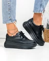 Pantofi casual dama piele naturala negri cu talpa groasa T6052 1