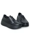 Pantofi casual dama piele naturala negri cu talpa groasa T6055 9