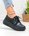 Pantofi casual dama piele naturala negri cu talpa groasa T6055 4