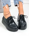 Pantofi casual dama piele naturala negri cu talpa groasa T6055 3