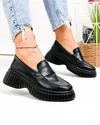 Pantofi casual dama piele naturala negri cu talpa groasa T6085 2