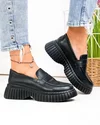Pantofi casual dama piele naturala negri cu talpa groasa T6085 4