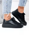 Pantofi casual dama piele naturala negri cu varf rotund F001-924 4