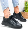 Pantofi casual dama piele naturala negri cu varf rotund F002-408 3