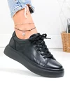 Pantofi casual dama piele naturala negri cu varf rotund F002-408 2
