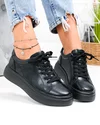 Pantofi casual dama piele naturala negri cu varf rotund F002-408 6