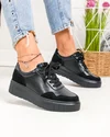 Pantofi casual dama piele naturala negri cu varf rotund F002-459 4