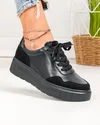 Pantofi casual dama piele naturala negri cu varf rotund F002-459 3