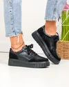 Pantofi casual dama piele naturala negri cu varf rotund F002-459 1