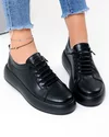 Pantofi casual dama piele naturala negri cu varf rotund F002-530 2