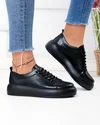 Pantofi casual dama piele naturala negri cu varf rotund F002-530 4