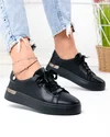 Pantofi casual dama piele naturala negri cu varf rotund F005-029 1