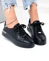 Pantofi casual dama piele naturala negri cu varf rotund F005-029 3