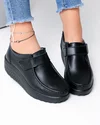Pantofi casual dama piele naturala negri cu varf rotund si talpa groasa PL-58 3