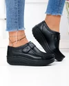 Pantofi casual dama piele naturala negri cu varf rotund si talpa groasa PL-58 4