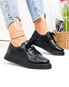 Pantofi casual dama piele naturala negri cu varf rotund T6099 2