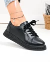 Pantofi casual dama piele naturala negri cu varf rotund T6099 3