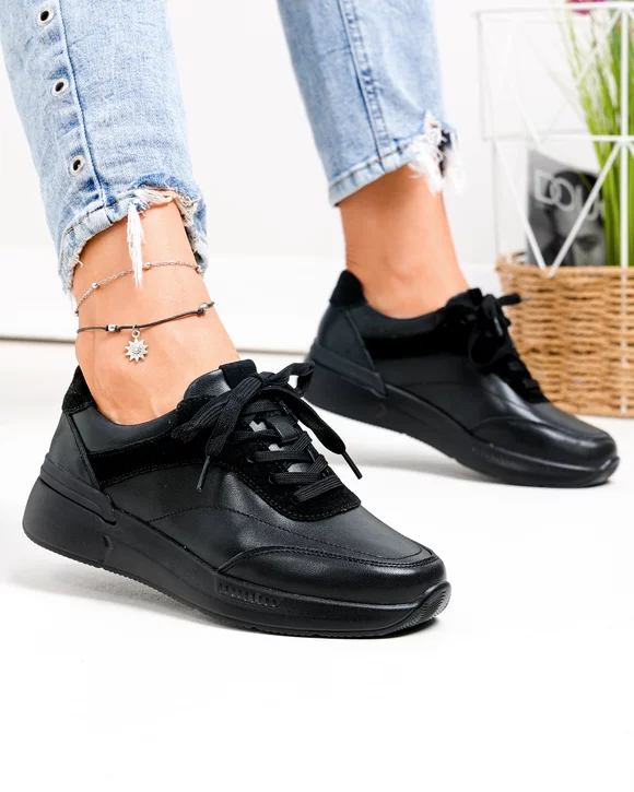 Pantofi Casual - Pantofi casual dama piele naturala negri F001-948