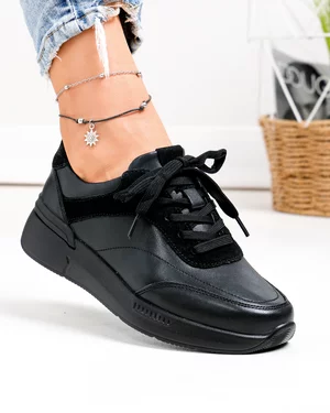 Pantofi casual dama piele naturala negri F001-948